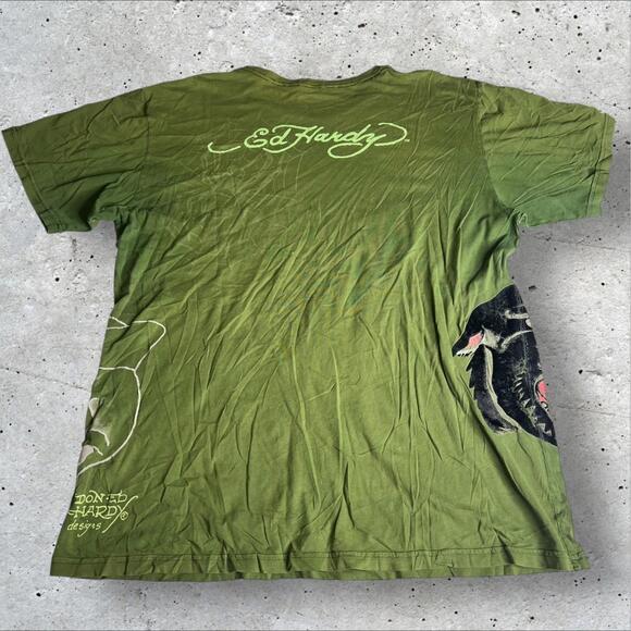 RARE Christian Audigier Ed Hardy Design Panther Spider‎ Tee Size 3XL - Picture 4 of 9